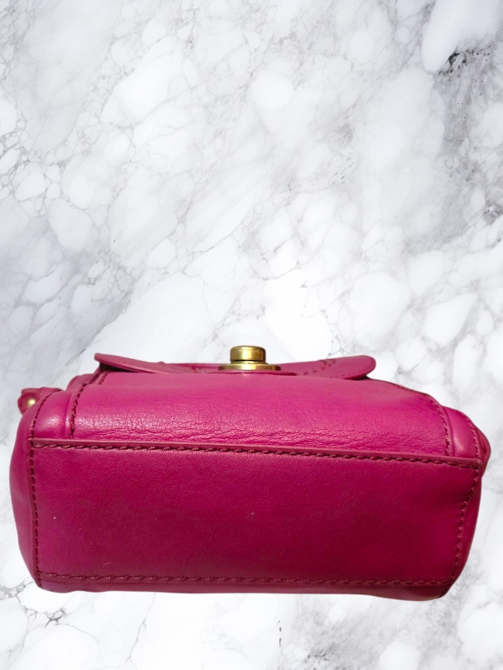 Rafe New York Rare Pink Leather Crossbody Bag Mini Satchel Turnlock Gold Accents - Picture 6 of 16